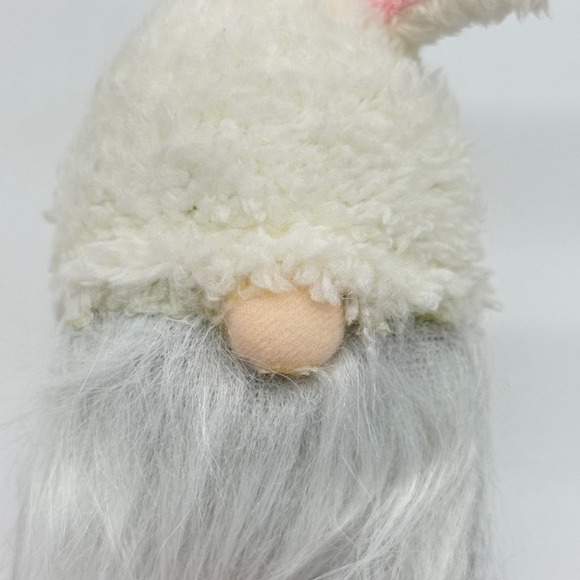 Set of 2 Plush Easter Bunny Gnomes Gray White Pink 8” New - Picture 4 of 8